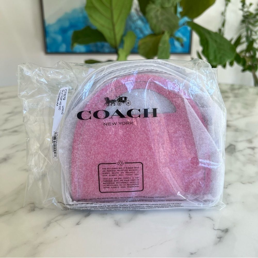 NWT COACH Top Handle Card Case Dragonfruit Pink Chain Leather Crossbody CT879 - Picture 9 of 11